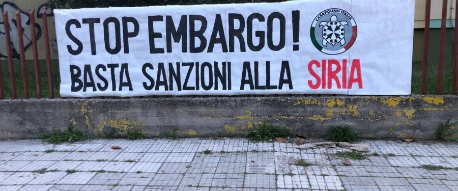 Stop embargo, basta sanzioni alla Siria: striscioni di CasaPound in tutta Italia